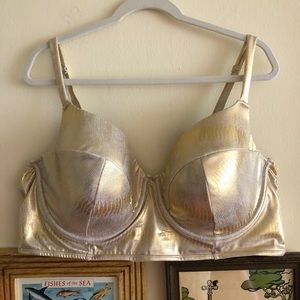44DDD Bikini Bra Longline Gold Foil Snake 3X / 4X